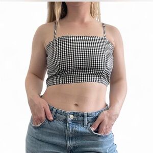 Gingham Black and White Crop Top